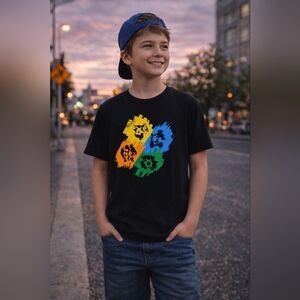 Pokémon Graphic T-Shirt – Youth Large – Black – Starter Pokémon Design